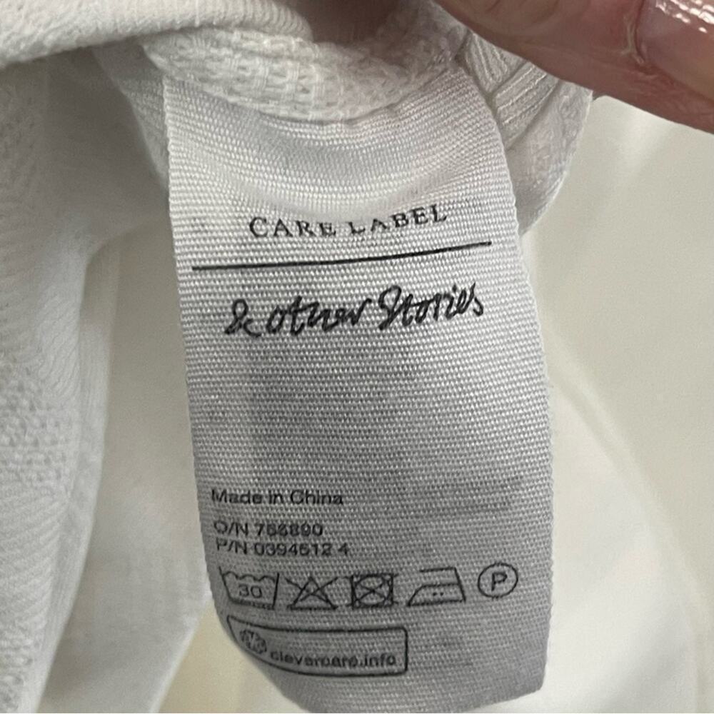 & Other Stories White Cotton Blend LS  Shirt Dress, Beach, Resort, Lounge, 10 - Picture 9 of 10